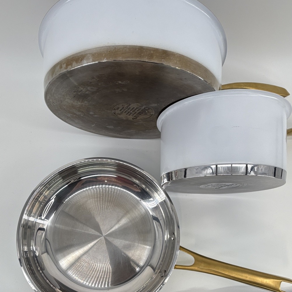 Cuisinart High Impact Bonded Base Induction 3-Pc Saucepan Set White/Gold lids - Picture 10 of 12